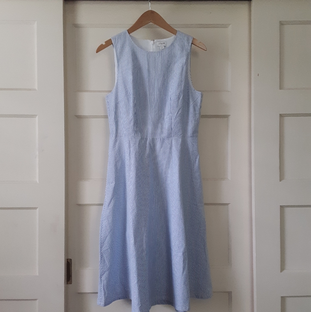 J Crew light blue seersucker dress